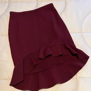 🌞Hi-low ruffle skirt in wine🌞